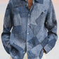 Stylish Blue Print Cotton Linen Shirt