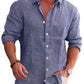 Classic Casual Button Down Cotton Linen Shirt (Us Only)