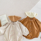 Corduroy Ruffle Collar Baby Romper