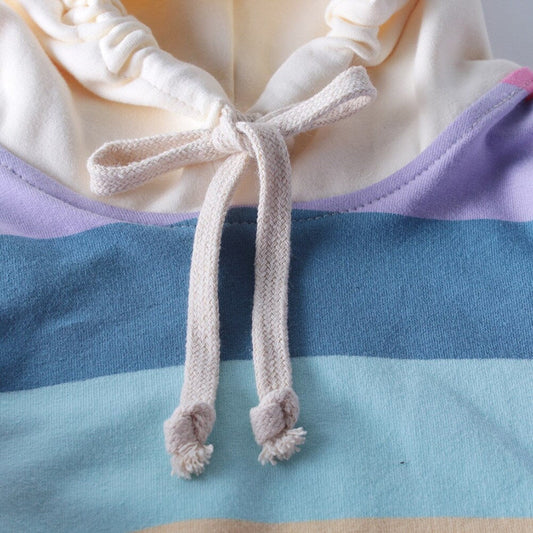 Long Sleeve Rainbow Color Hooded Romper