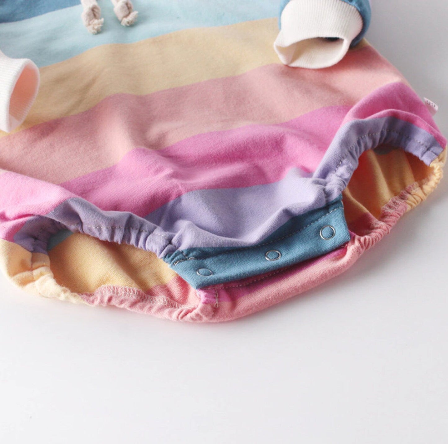 Long Sleeve Rainbow Color Hooded Romper