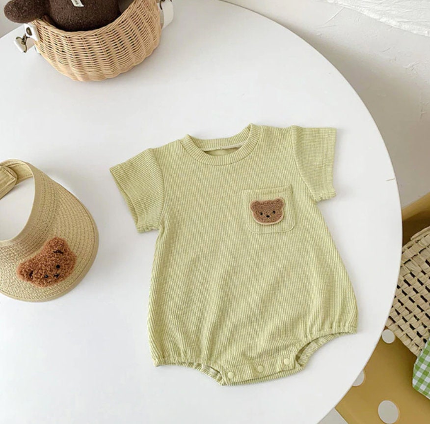 Soft Teddy Bear Pocket bodysuit Onesie