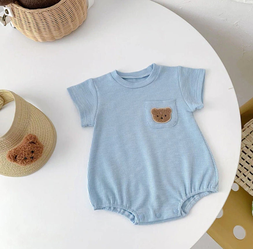 Soft Teddy Bear Pocket bodysuit Onesie