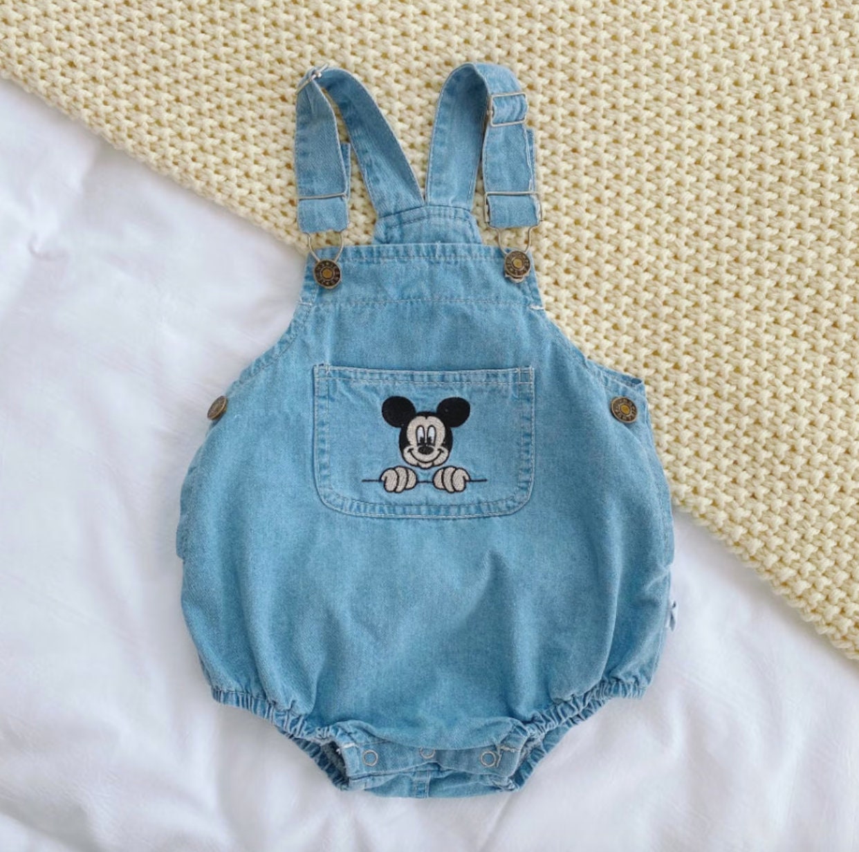 Retro Denim Mickey Mouse Romper