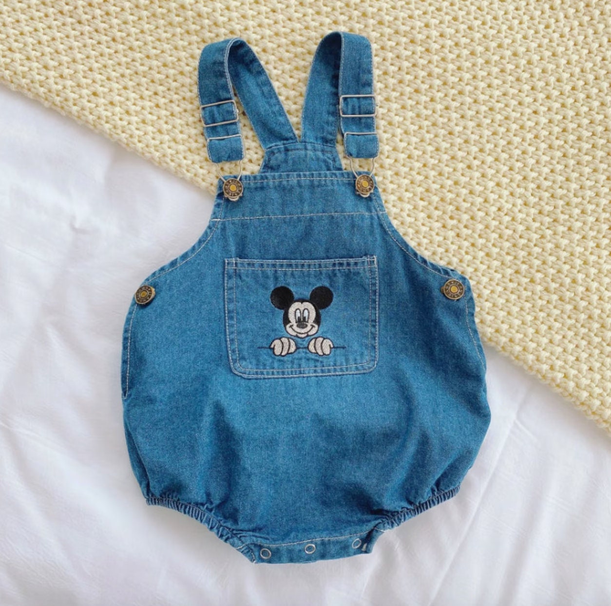 Retro Denim Mickey Mouse Romper