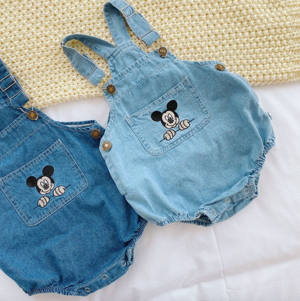 Retro Denim Mickey Mouse Romper