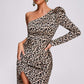 Salama Leopard One Shoulder Midikleid