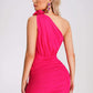 Maggie One Shoulder Mesh Minikleid - Pink