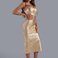 Kit Metallic Midi Bandage Kleid - Gold