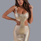 Kit Metallic Midi Bandage Kleid - Gold