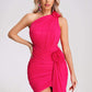 Maggie One Shoulder Mesh Minikleid - Pink