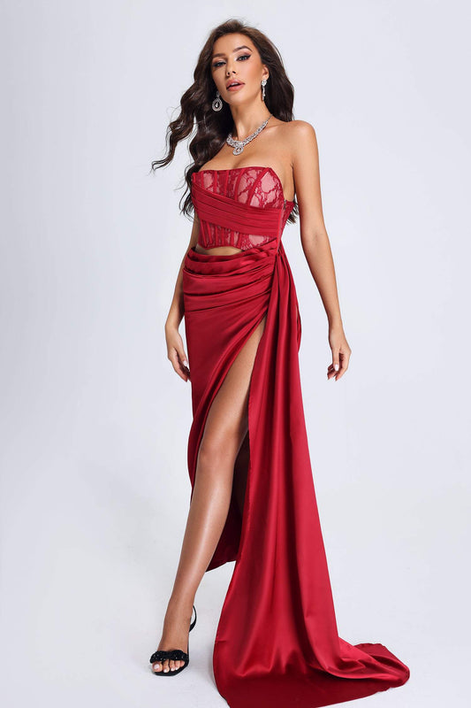 Kaylae Korsett Satin Maxikleid