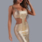 Kit Metallic Midi Bandage Kleid - Gold