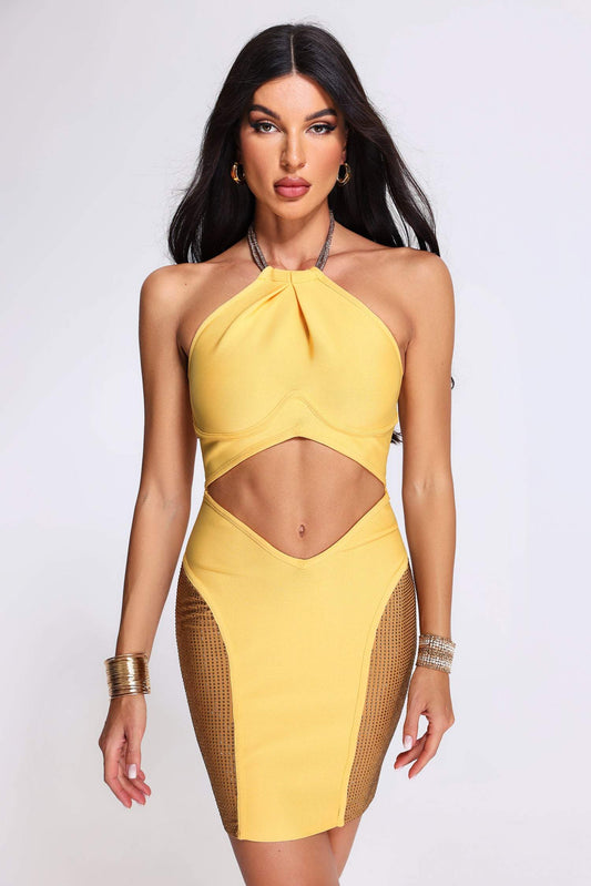 Walterine Cutout Halter Bandage Kleid