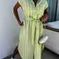 Classci Striped Waist Tie Shirt Dress