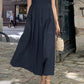 Cotton and Linen Square Neck Everyday Versatile Maxi Dress