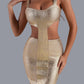 Kit Metallic Midi Bandage Kleid - Gold