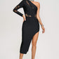 Lazze One Shoulder Mesh Midi Bandage Kleid