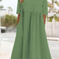 Cotton And Linen Casual Short Sleeve Pocket Pleated Loose Round Neck Dress