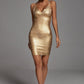 Maryam Metallic Gold Cocktail-Kleid