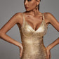 Maryam Metallic Gold Cocktail-Kleid