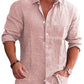 Classic Casual Button Down Cotton Linen Shirt (Us Only)