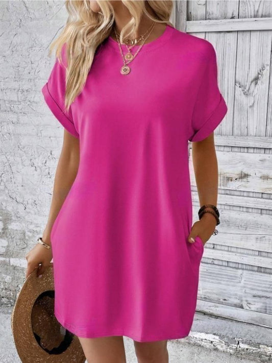 Batwing Sleeves Hidden Pockets Casual Dress