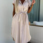 Classci Striped Waist Tie Shirt Dress