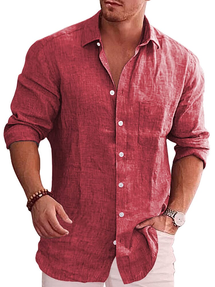 Classic Casual Button Down Cotton Linen Shirt (Us Only)