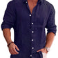 Classic Casual Button Down Cotton Linen Shirt (Us Only)